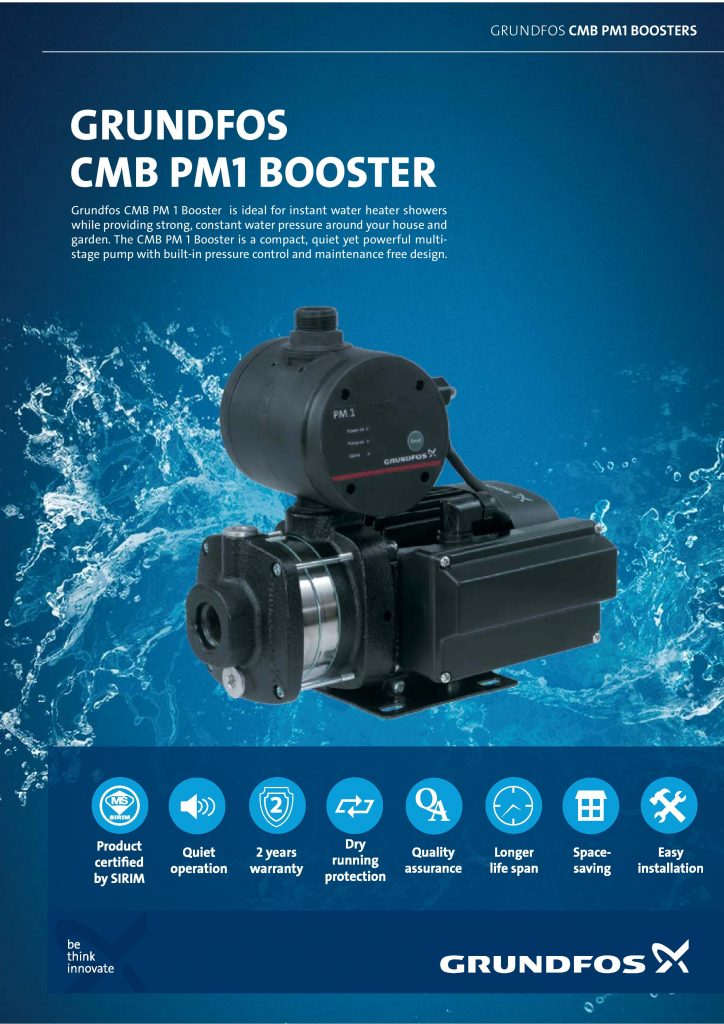 Grundfos 0.5HP Water Pump for House with 2 to 3 bathrooms in Malaysia